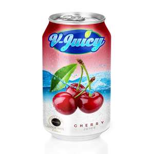 V-Juicy 330ml, Jugo de Frutas Tropicales en Lata de Aluminio, Sabores Cereza, Piña, Lichi, Guanábana y Fresa, Bebida OEM, Marca Privada - Product Image 4