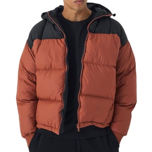 Veste en duvet pour hommes épaissie vêtements d'extérieur d'hiver avec col à capuche logo à l'avant à la mode coupe ample style décontracté OEM vente en gros - Product Image 1