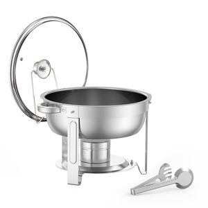 Set da Buffet in Acciaio Inox da 5 Qt, 2 Pezzi, Scaldavivande per Catering con Coperchio in Vetro, Vassoi di Servizio a Tutta Grandezza - Product Image 1