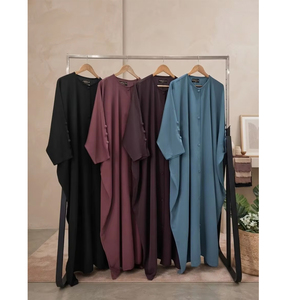 2026 Newest Design Women's Elegant Solid Color Maxi <b>Dress</b> Button Casual Modest Dubai Abaya Islamic Clothing Women's Abaya - Product Image 1