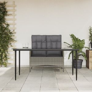 Set da pranzo da 2 pezzi in Poly Rattan grigio con cuscini Set da giardino - Product Image 1