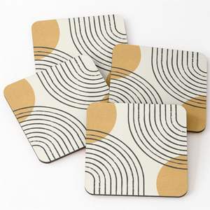 Juego de Posavasos Modernos de Madera MDF Amarillo Mostaza con Base de Corcho, Antideslizantes, Resistentes al Calor, Cuadrados, para Decoración del Hogar y Cafeterías - Product Image 2