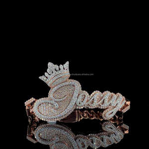 Nueva moda nombre personalizado "Jossy" última pulsera de eslabones cubanos S925 plata oro rosa y plata dos tonos moissanita pulsera de diamantes - Product Image 1