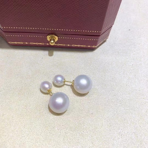 Boucles d'oreilles classiques en perles d'eau douce de style reine, polyvalentes, simples, à double design détachable - Product Image 2