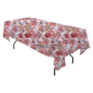 Nappe rectangulaire en coton imprimé à la main de qualité supérieure, motif floral, 60x90 pouces, pour événements et repas - Product Image 1