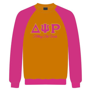 Delta Psi Rho Sorority Raglan Sleeve Crewneck <b>Sweatshirt</b> Pink Cotton Poly Filling the Voids Jumper Greek Life Casual Apparel - Product Image 2