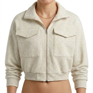 Custom LOGO Women Plus Size Winter Casual <b>Zip</b> <b>Up</b> Hoodie Long Sleeve Women High Quality Cotton Fleece Custom Top for Women - Product Image 1