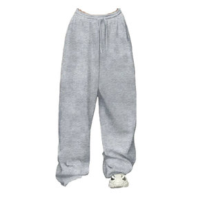 กางเกงวอร์มโอเวอร์ไซส์ผู้หญิงพิมพ์โลโก้ตามสั่ง ผ้าฟลีซหนานุ่มทรงแบ็กกี้ สวมใส่สบายๆ สไตล์ลำลองและสตรีทแวร์ - Product Image 1