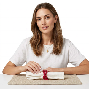 Anneaux de serviette classiques en résine rouge, design moderne et luxueux, élégants pour la décoration de table de fête d'anniversaire - Product Image 1