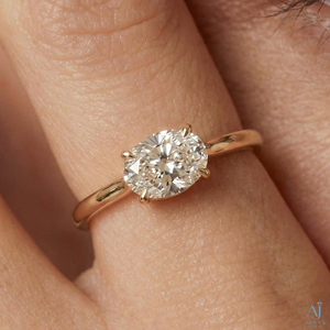 Bague de fiançailles ovale en diamant de laboratoire, plaqué or rose 14 carats, alliance solitaire classique, certifiée IGI, bijoux pour femmes - Product Image 1
