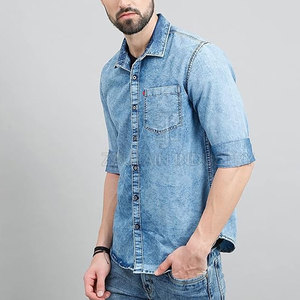 Camisa vaquera informal para hombre con corte relajado y dos bolsillos en el pecho para uso al aire libre - Product Image 3