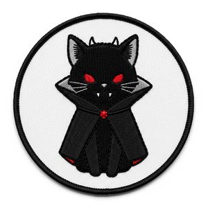 Parche Termoadhesivo Bordado de Cara de Vampiro Demonio Rojo, Insignia Redonda Gótica de Terror, Aplique Personalizado al por Mayor para Ropa de Motociclista - Product Image 5