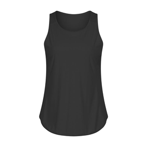 Camiseta sin mangas de punto de secado rápido con cuello redondo de color liso para mujer, ropa deportiva para gimnasio - Product Image 2