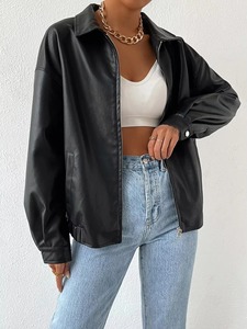 Chaqueta de Cuero para Mujer, Estilo Largo, de Terciopelo, con Doble Cremallera y Cinturón, de Alta Calidad, para Otoño e Invierno - Product Image 2