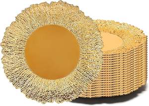 Assiette de présentation dorée et argentée élégante pour la décoration de table de mariage et de réception - Product Image 2