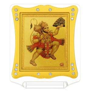Cadre en acrylique doré avec figurine de Hanuman Ganpati, mini-Idole de Ganesh de 3 pouces pour tableau de bord de voiture, décoration intérieure, cadeau hindou, objet de présentation - Product Image 1