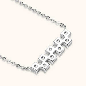 Nuevo Collar con Colgante de Plata de Ley 925 con 9 Piedras de Moissanita de 0.1 CT, Diseño Escalonado, Moderno, para Mujer - Product Image 6