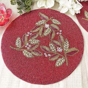 Handmade Needlework <b>Beaded</b> Table Mat Luxury Decorative Placemat by Creative Art Zone - Product Image 2