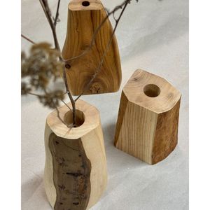 Vase décoratif d'intérieur en bois, collection bambou et bois - Product Image 5