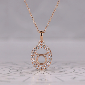 Collar con Colgante del Signo Zodiacal Tauro Chapado en Oro Rosa con Cristales de Estrás, Cadena Clásica, Joyería para Uso Diario de Mujer - Product Image 1