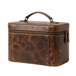 Boîte à maquillage en cuir véritable de qualité supérieure pour femmes, organiseur de cosmétiques portable pour les voyages, étui de beauté avec un grand espace de rangement - Product Image 6