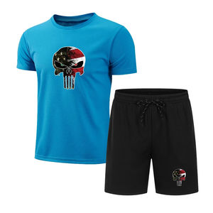 Conjunto de Camiseta de Manga Corta y Pantalones Cortos de Algodón Transpirable para Hombre, Pantalones Cortos hasta la Rodilla con Cierre de Cordón - Product Image 4