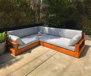 Canapé d'angle en teck d'extérieur - Product Image 1