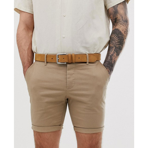 Shorts Bermuda Kaki pour Homme avec Ceinture et Poches, Taille Mi-Haute, Décontracté, en Tissu Oxford de Coton Respirant, Style Boutonné - Product Image 1