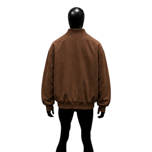 <b>Brown</b> <b>Wool</b> Varsity Jacket For Men And Women Custom Oversized Bomber Jacket With Snap Button Closure Ribbed Collar Cuffs And Hem - Product Image 2
