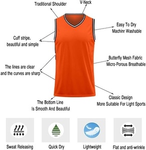 Maillot de basket orange unisexe sans manches, débardeur bandeau, en polyester anti-humidité, pour adulte, hiver/été, color block, élastique - Product Image 5