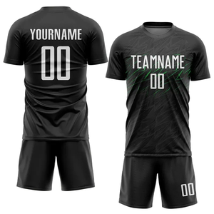 ชุดเสื้อฟุตบอลฤดูหนาวแบบซับลิเมชั่นสีดำ แขนสั้น ระบายเหงื่อได้ดี สำหรับผู้ใหญ่ ทั้งชายและหญิง พิมพ์ชื่อทีมและหมายเลขด้านหน้า - Product Image 3