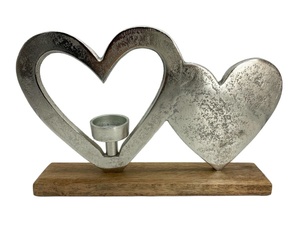 Portavelas con forma de corazón para decoración del hogar Base de madera - Product Image 3