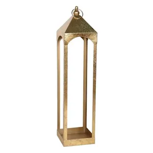 Modern Gold Metal <b>Lantern</b> Candle Holders with Glass <b>Hurricane</b> Inserts Decorative Tabletop Centerpiece for Home Wedding Party - Product Image 2