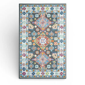 Tapis d'intérieur en laine tufté à la main, design abstrait, écologique, antidérapant, à poils moyens, multicolore, pour salon - Product Image 1