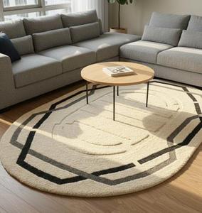 Modern Minimalist Regular Wool Anti-Slip Soft Tufted Abstract Pattern Medium Pile Cotton Canvas Backing Plush Area Rug for - Product Image 1