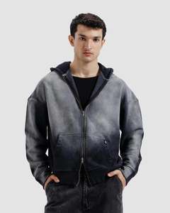 Sweat à capuche personnalisé effet délavé, coupe oversize, épaules tombantes, style vintage, streetwear - Product Image 1