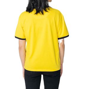 Camiseta de Manga Corta con Cuello Redondo Amarilla para Mujer, Corte Holgado, Color Sólido, Tejido de Algodón, Ropa Casual para Todas las Temporadas - Product Image 2