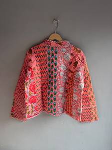 Chaqueta acolchada de patchwork para mujer, cuello mandarín, manga larga, estampado floral de algodón, tela gruesa, ropa de otoño, regalo para ella - Product Image 6