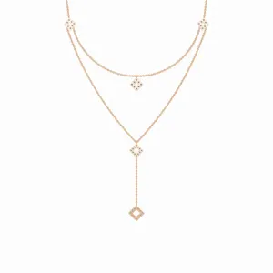 Collar con Colgante de Diamantes Cultivados en Laboratorio con Capas de Prisma en Oro Rosa de 18K con 48 Diamantes Redondos de Corte Brillante, Joyería de Moda para Bodas - Product Image 3