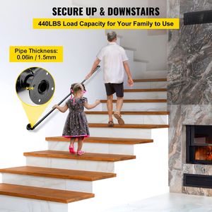 Corrimano per Scale in Acciaio al Carbonio Industriale da 5 Piedi, Capacità di Carico 440 LBS, Dispositivo di Assistenza per Scale - Product Image 1