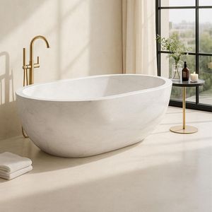 Bañera de Hidromasaje Independiente de Mármol Natural Tallada a Mano de Lujo, con Desagüe, Estilo Europeo, Ecológica, para Uso en Interiores de Hoteles y Villas, 20 galones - Product Image 2