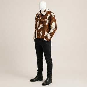 Chaqueta de Cuero Genuino para Hombre, Estilo Motero, con Estampado Animal, Cuello Camisero, Cierre de Cremallera, Ropa de Invierno, Corte Ajustado, Forro Personalizado - Product Image 2