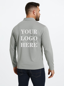 Men's Long Sleeve Shirt Solid Color Breathable 100% Cotton Jersey Fabric Anti-Wrinkle Custom Logo Front Print Casual ODM - Product Image 2