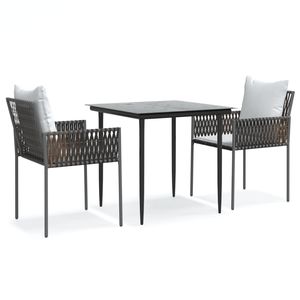 Set da pranzo in 3 pezzi con Patio in Rattan e acciaio con comodi cuscini - Product Image 2