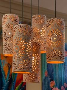 Lanterne décorative moderne en céramique, porte-bougie, design ajouré, lampe LED pour bougie chauffe-plat, pour la décoration intérieure et les cadeaux - Product Image 4