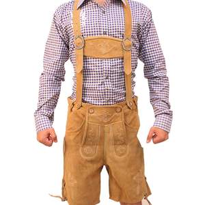 Costume Lederhosen pour homme avec logo personnalisé, tenue bavaroise authentique pour l'Oktoberfest, cuir véritable avec fabrication OEM professionnelle - Product Image 2