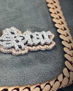 Joyería Hip Hop para Hombre, Colgante de Plata de Ley 925 con Diamante Moissanita, Oro Rosa de Dos Tonos, Cierre de Corazón, Letra de Nombre Personalizada - Product Image 2