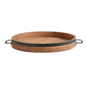 Grands plateaux de service ronds en bois d'acacia pour biscuits et dîners, planches à charcuterie, assiettes à collation en bois brun - Product Image 5