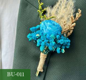 Mini Boutonniere de Flores Preservadas Azules, Pin Floral Hecho a Mano para Solapa, Decoración de Flores Secas para Bodas y Fiestas - Product Image 3