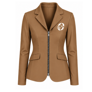 Chaqueta Ecuestre Camel para Mujer, Corte Entallado, Blazer para Montar a Caballo, Abrigo Elegante para Competencia Ecuestre, Ropa de Moda Personalizada al por Mayor - Product Image 1